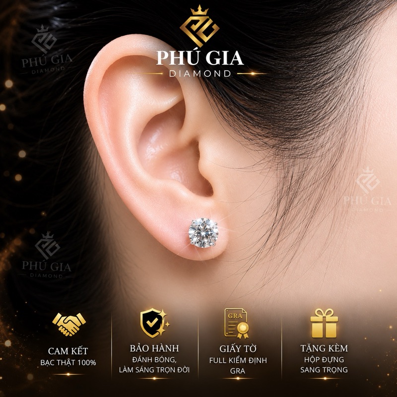 Bông tai Moissanite